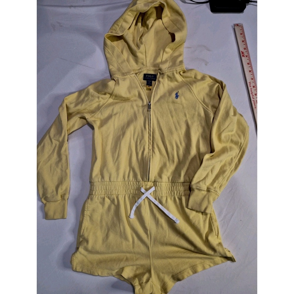 Polo Ralph Lauren Hooded Romper Girls L 12-14 Yellow